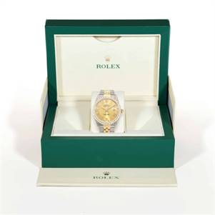 Rolex Datejust Jubilee 36mm Gold Dial 4.50Ct Diamond Bezel Men's Watch