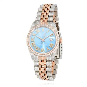 Rolex Datejust Real Diamond Stainless Steel White Rose Sky Blue Watch 36mm